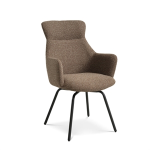 Valentina spisebordsstol - Brown stof - Sort drejestel m/ retursving